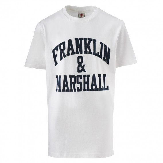 Tricou din bumbac, alb, cu logo pentru băieți Franklin & Marshall 96619 