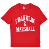 Tricou din bumbac, de culoare roșie cu imprimeu alb, pentru băieți Franklin & Marshall 96627 