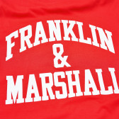 Tricou din bumbac, de culoare roșie cu imprimeu alb, pentru băieți Franklin & Marshall 96629 3