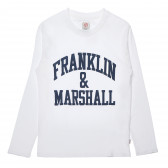 Bluză din bumbac cu mânecă lungă,albă, cu logo pentru băieți Franklin & Marshall 96631 