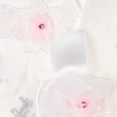 Șosete de culoare albă decorate cu panglică mare și floare delicată de roz Picolla Speranza 96764 2