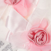 Șosete pentru bebeluși cu panglică din satin și floare roz delicată Picolla Speranza 96770 2