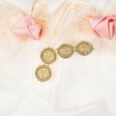 Șosete cu panglică delicată roz și flori handmade, auriu și somon, pentru fete Picolla Speranza 96786 2