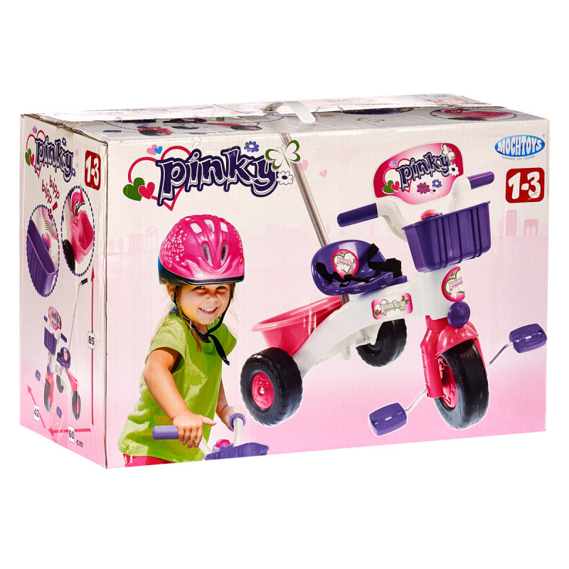 Tricicletă cu mâner și pedale, de culoare roz  97400