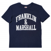 Tricou de bumbac, albastru cu logo, pentru băieți Franklin & Marshall 98753 