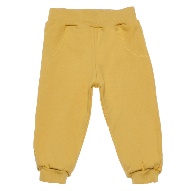 Pantaloni de bumbac organic de culoare galbenă, pentru fete  98792