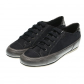 Pantofi negri casual, cu șireturi, pentru fete  Geox 99437 