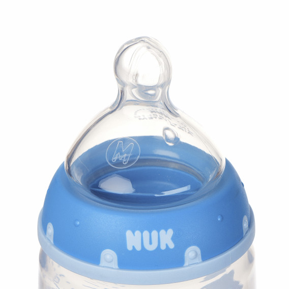 Sticlă de alimentare din polipropilenă, albastru, cu tetină de 2 picături, 0 + luni, 300 ml. NUK 99814 5
