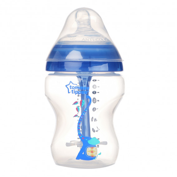Sticlă de alimentare din polipropilenă, albastră, cu 1 tetină, 0 + luni, 260 ml. Tommee Tippee 99857 2