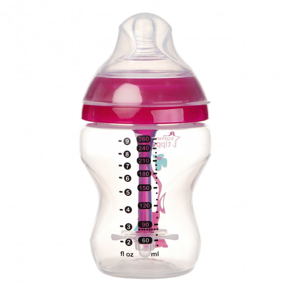 Sticlă de alimentare cu polipropilenă Tompee Tippee, cu câte 1 picătură, roz, 0 + luni, 260 ml. Tommee Tippee 99863 3