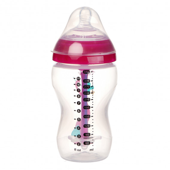 Sticlă de alimentare cu polipropilenă Tompee Tippee, roz, cu 2 picături, 0 + luni, 340 ml. Tommee Tippee 99878 3