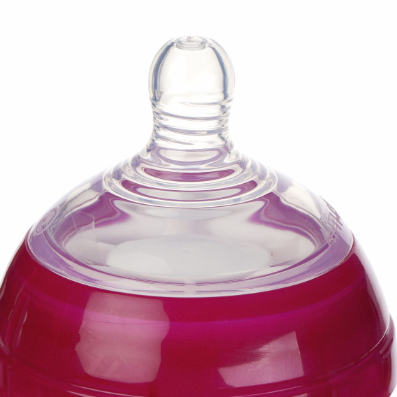 Sticlă de alimentare cu polipropilenă Tompee Tippee, roz, cu 2 picături, 0 + luni, 340 ml. Tommee Tippee 99881 6